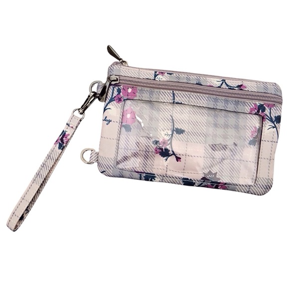 LUG Peekaboo Zipper Pouch Wristlet Case - Gray Blush Pink Wallet Makeup Phone - Picture 1 of 13